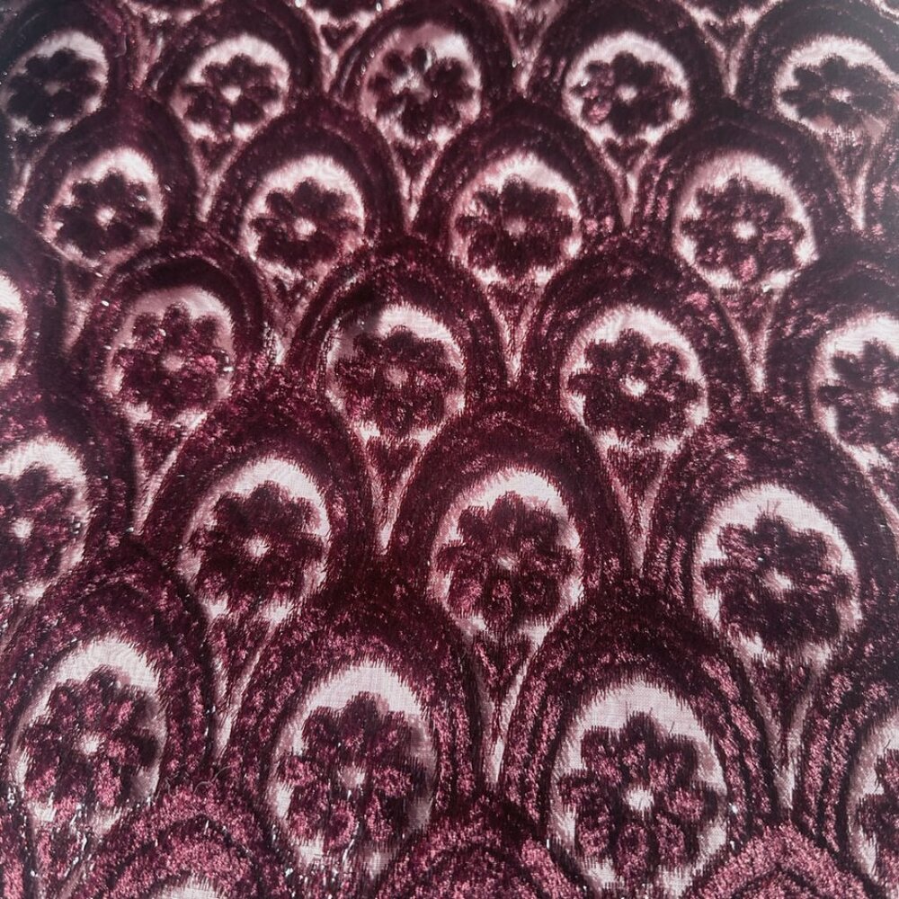 Vtg Burgundy Velvet Burnout Sheer Scarf Floral Y2K Whimsigoth Vamp Dark Romance - Picture 5 of 5